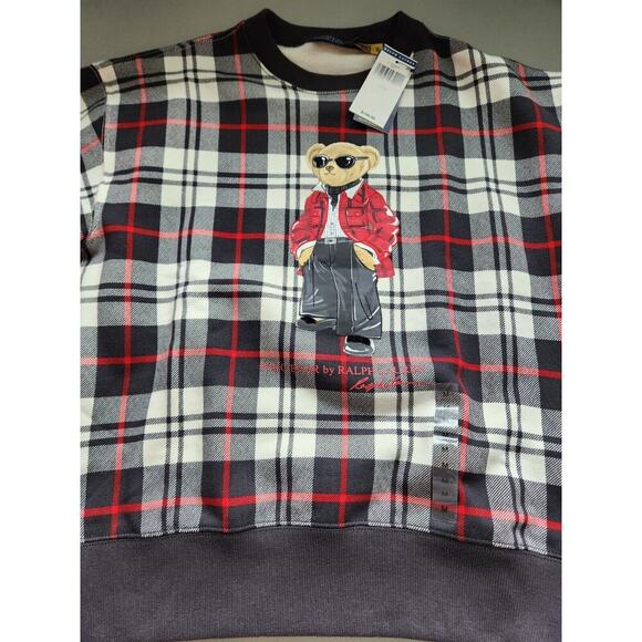 NWT Polo Ralph Lauren Checked Polo Bear Cotton-Blend Sweatshirt Sz M #3G507 - Picture 4 of 13